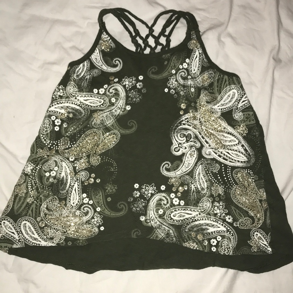 Girls green paisley patterned tank top.